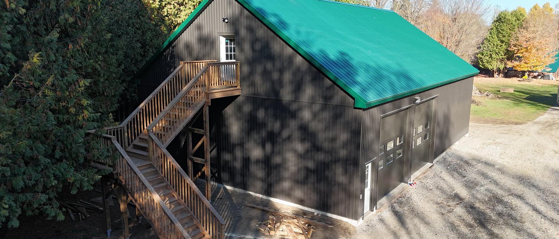 Building addition with exterior stair