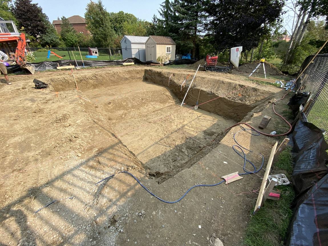 Excavation and shoring on a residential site