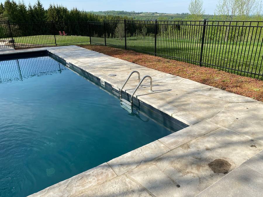 Pool with concrete deck and fencing